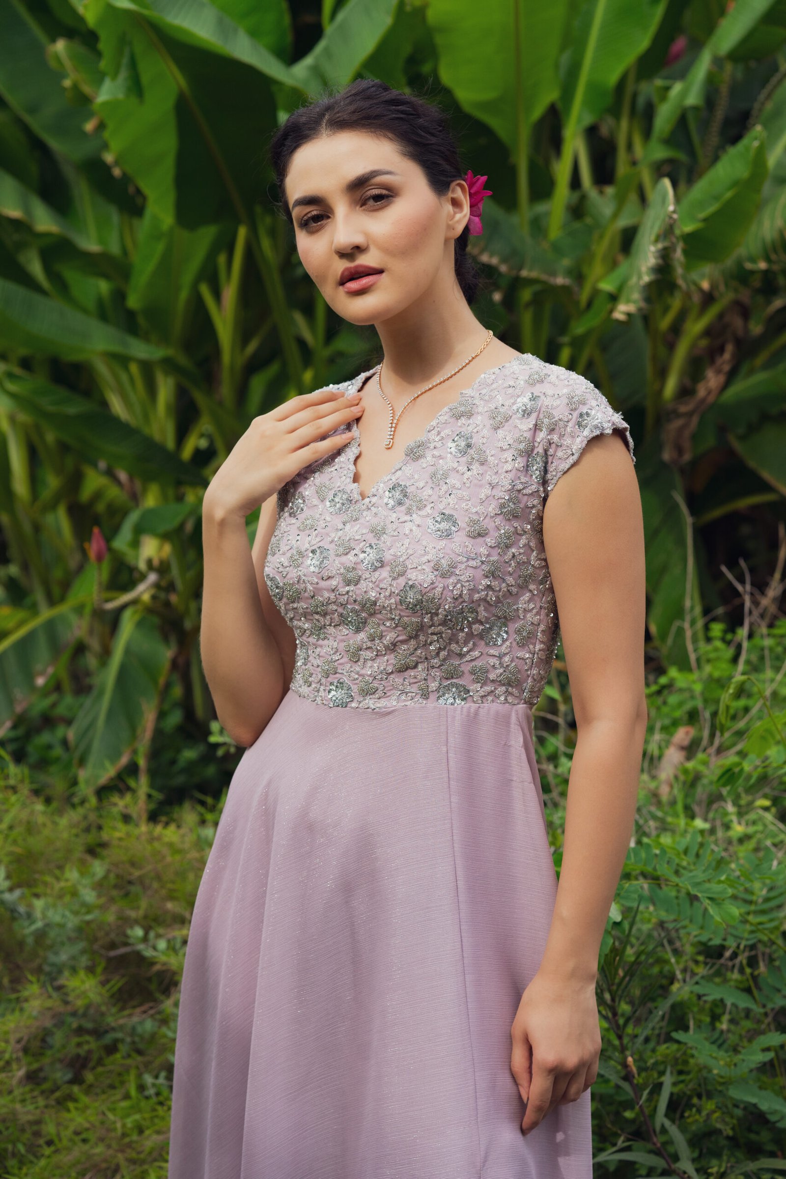 Romantic Puff Sleeve Floral Organza Layered Ruffle Split Gown Dress - –  Rosedress